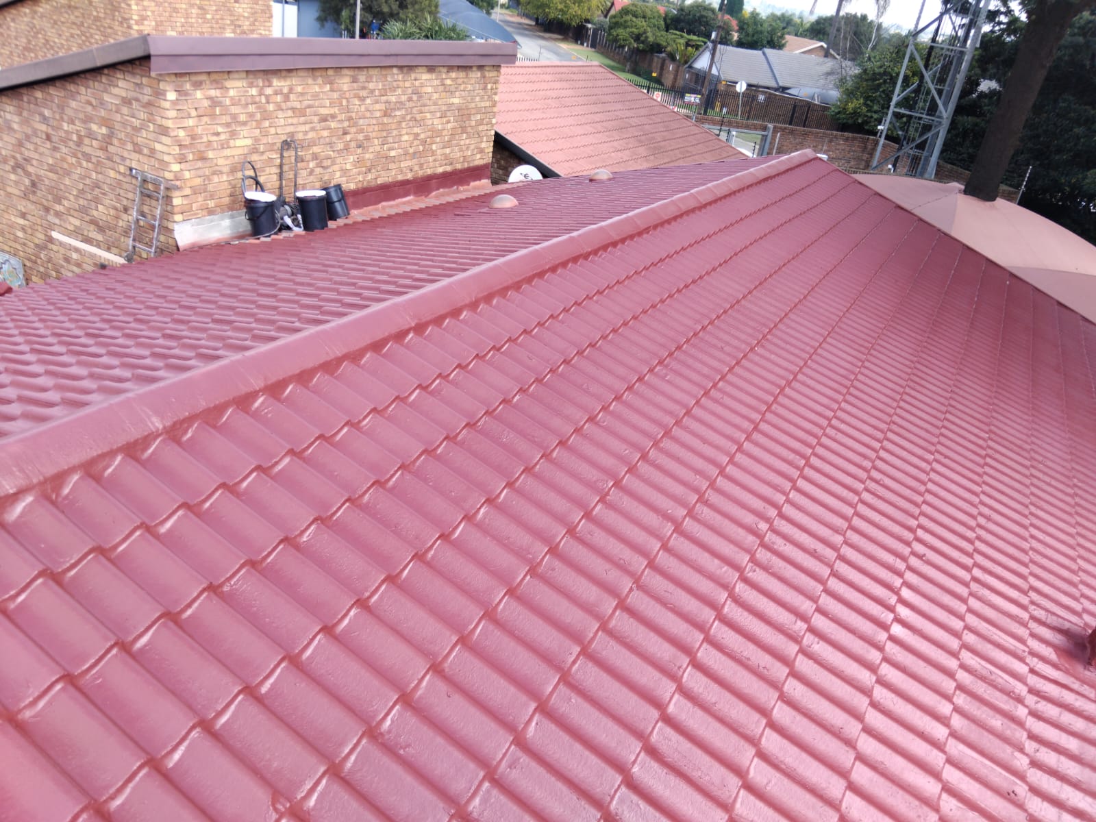 Completed roof waterproofing section