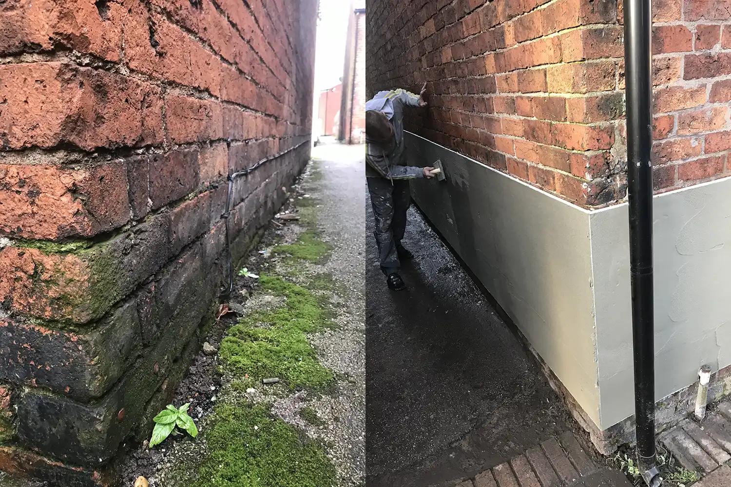 Damp proofing and render example